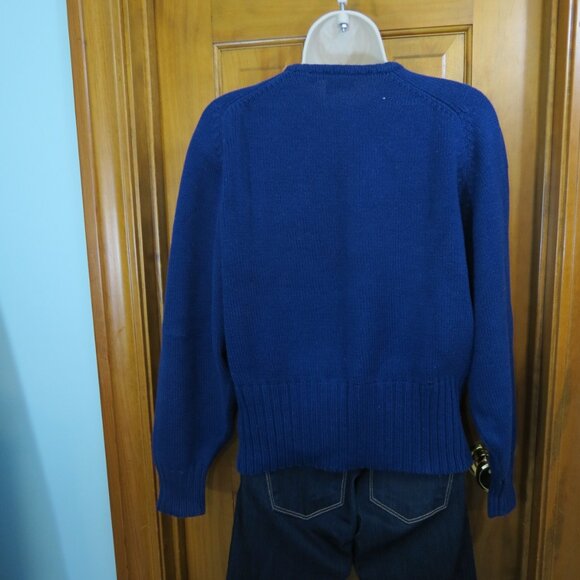 VTG :Lizsport Liz Sport Women's Navy Crew Neck Cotton Sweater 1980's Size Large - Picture 5 of 9
